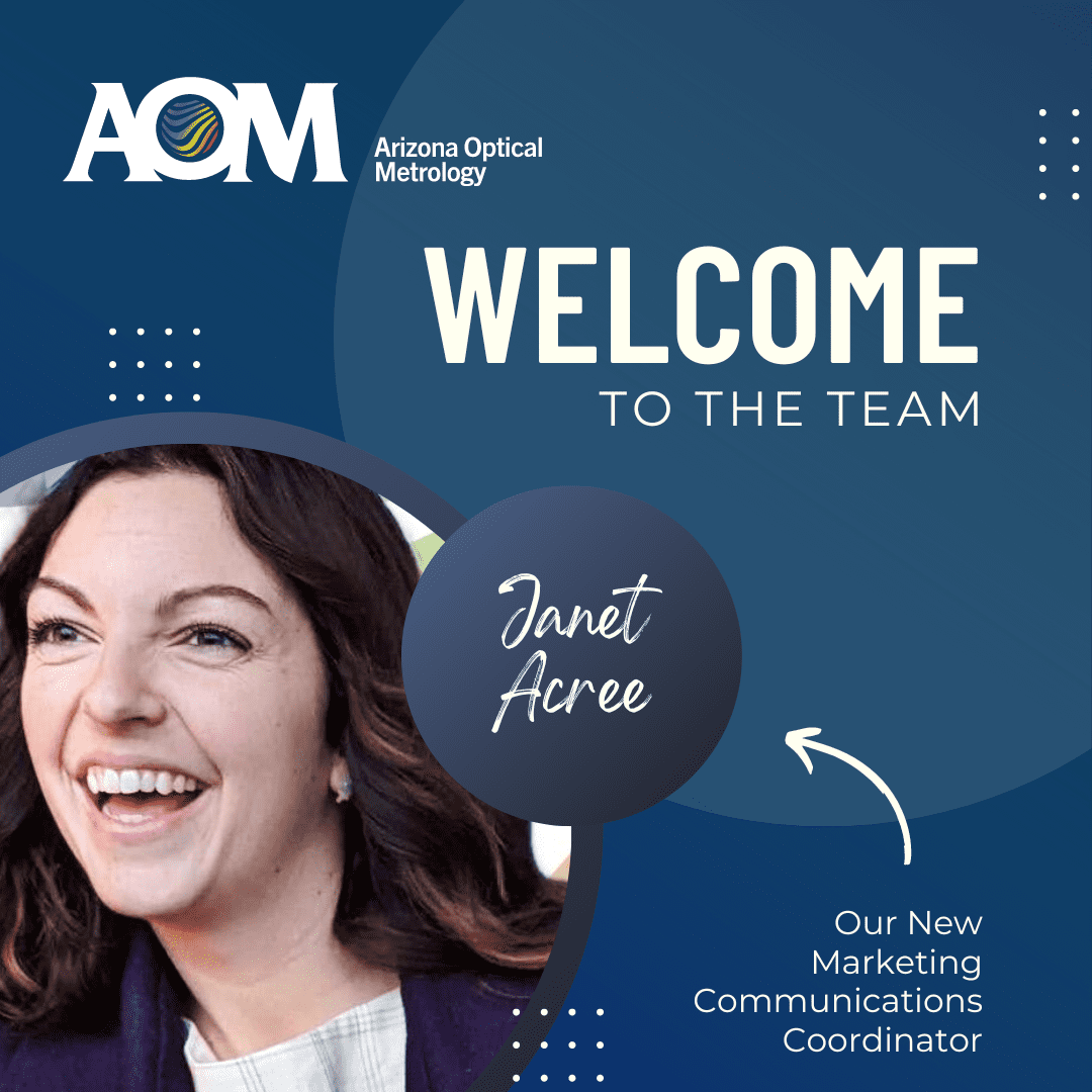 Gradient Welcome to the Team Janet Picture of Janet Acree with the words Welcome To The Team and Our New Marketing Communications Coordinator