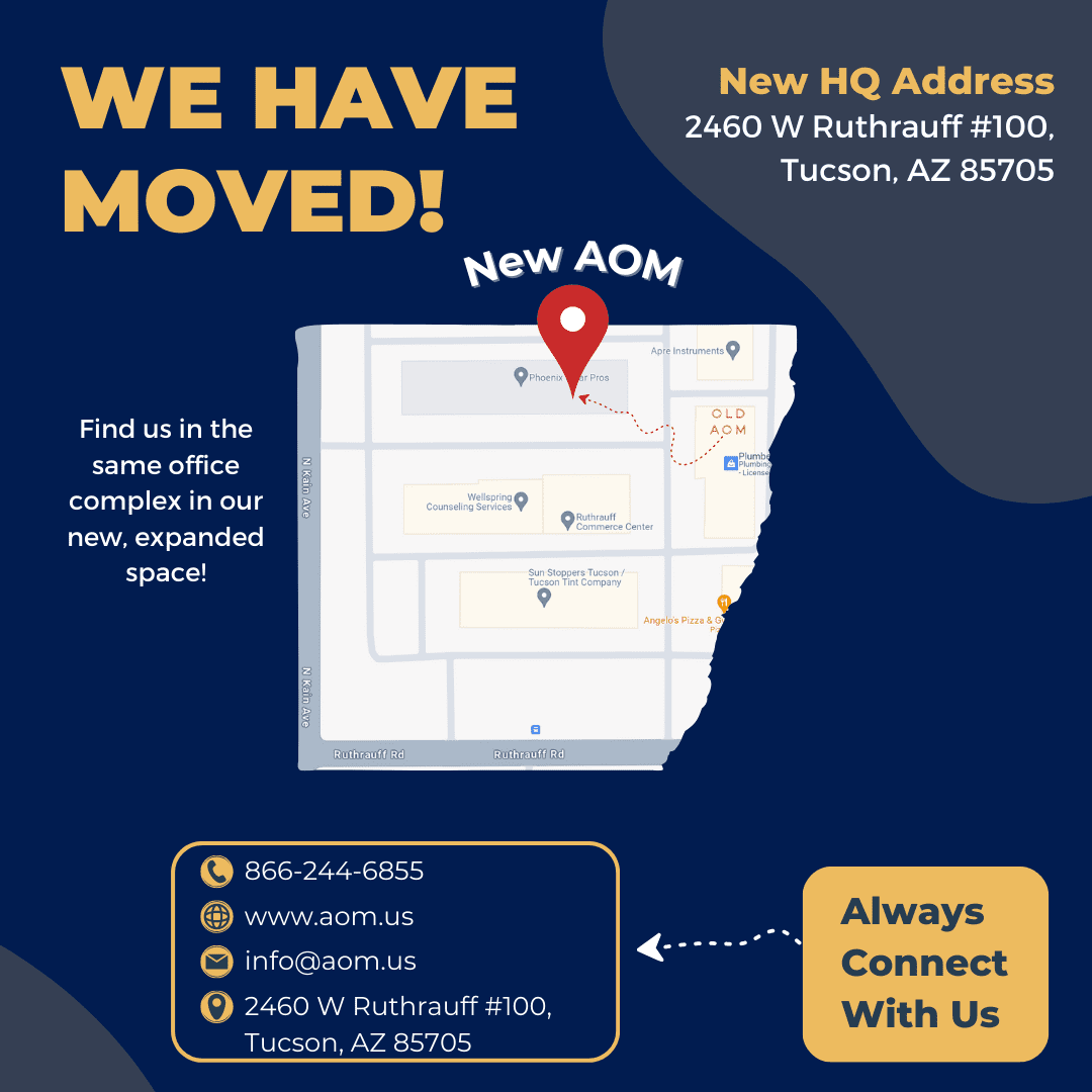 A torn map showing the old AOM location and the new AOM location just one building over.